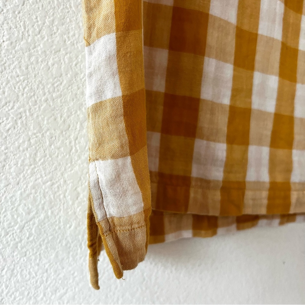 NWOT Pact Coastal Daily Organic Cotton Gingham Double Gauze V-Neck Top Yellow M - Picture 8 of 16